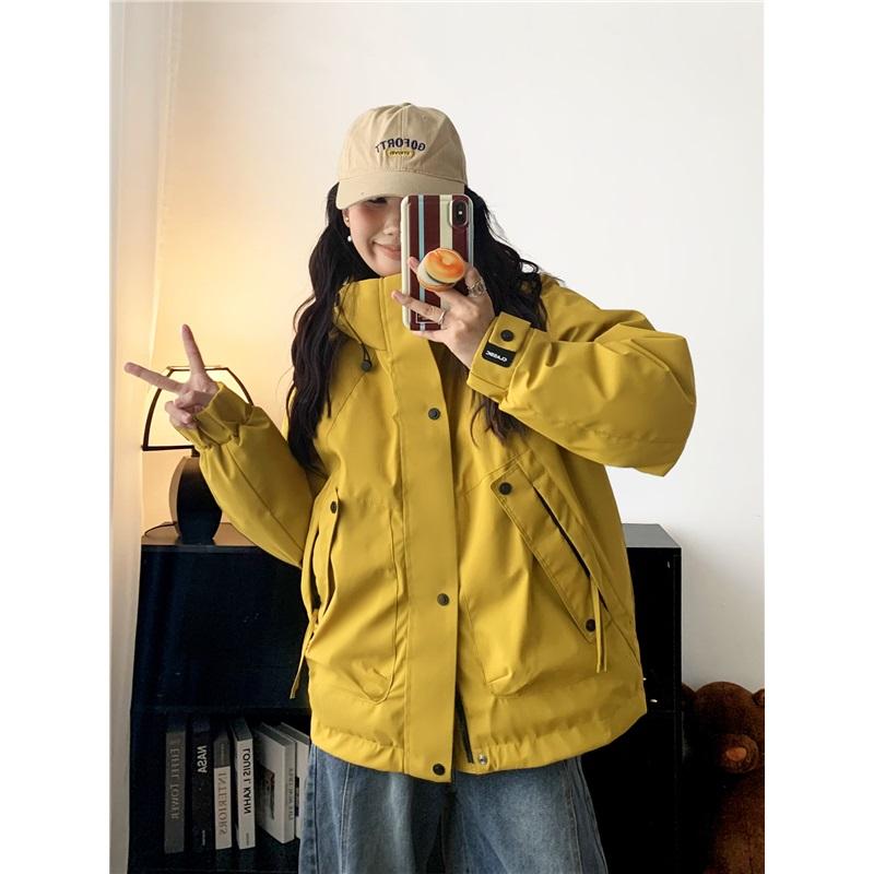 

Women s Waterproof Windbreaker Jacket Hooded Casual Outdoor Coat Fashion Streetwear XXXL жовтий