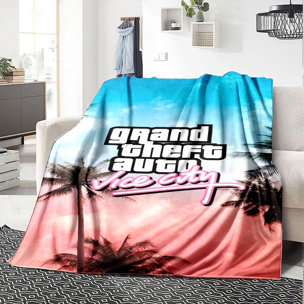 1pc Grand Theft Auto Soft Flannel Blanket with Designer Print A Cozy Blanket for All Seasons, Perfect for the Couch, Bed, Office