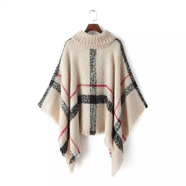 6 Colors Autumn Outstreet Warm Out Street Loose Knitwear With Tassels Knitted Poncho Cloak Casual Bat Sleeves Striped Pullovers