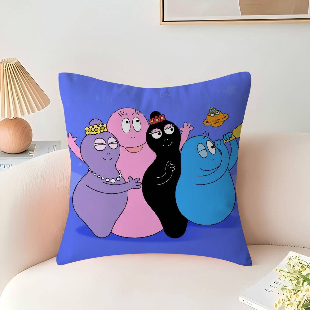 Les Barbapapa Familie Pillow Covers Cartoon Sofa Decorative Home Double-sided Printing Short Plush Cute Cushion Cover