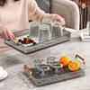 Kunststoff Doppel Schicht Tee Tablett Mit Griff Multifunktionales Rechteckiges Abtropf-Aufbewahrungstablett Zuhause Wohnzimmer Kuchen Obsttablett