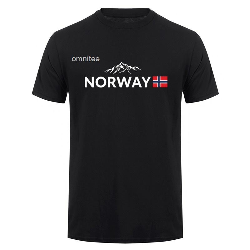 Boat Norwegian Flag Norway Tshirt Unisex Cotton Short Sleeve Streetwear Vintage Norway Flag Mountain T Shirt Hj110