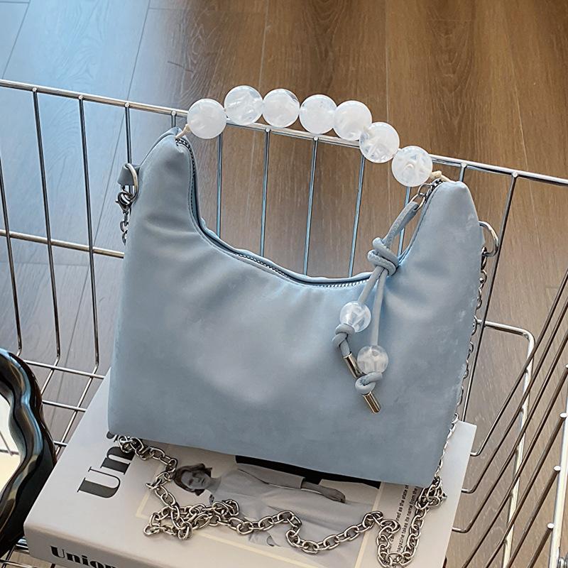 New Chinese-style Hand-held Pearl Bag for Women's Summer New Fashionable Simple Niche Design Commuter One-shoulder Crossbody Bag