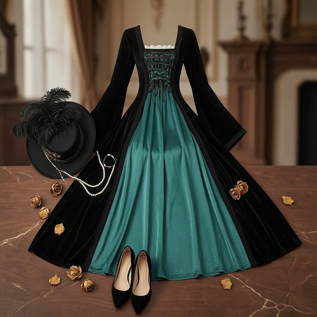 Halloween Vampire Costume Dress With Corset For Cosplay And Themed Parties