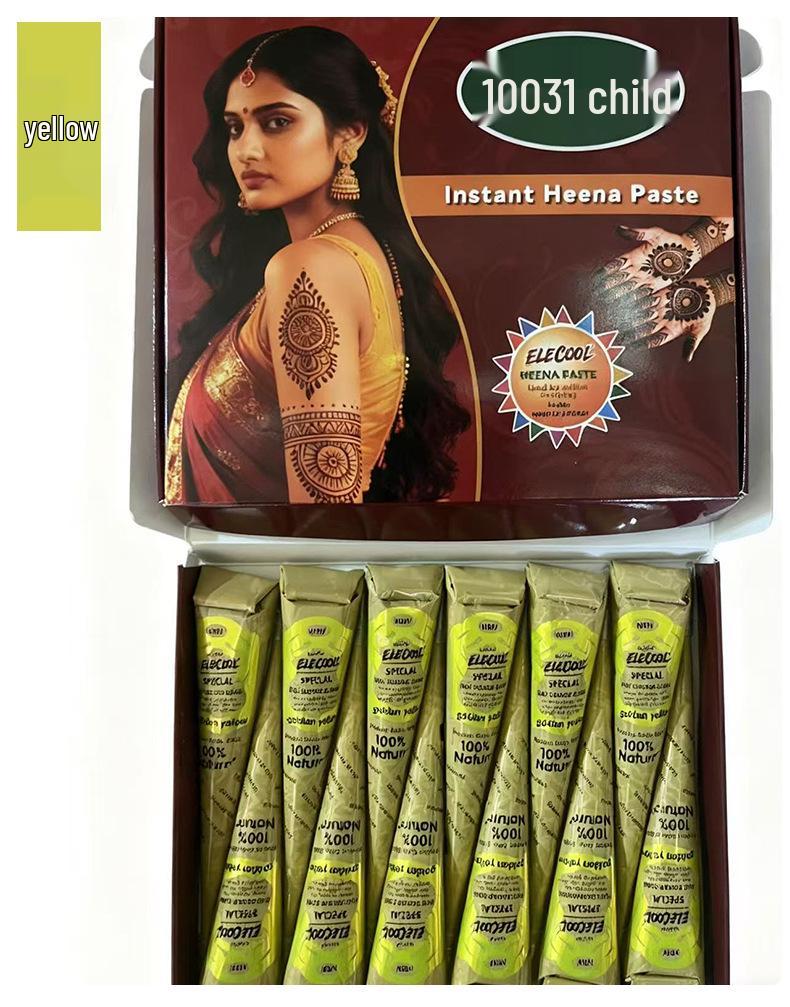 Plant-Based Henna Tattoo Paste: Hand-Painted Semi-Concealing Cream with Various Shades Available