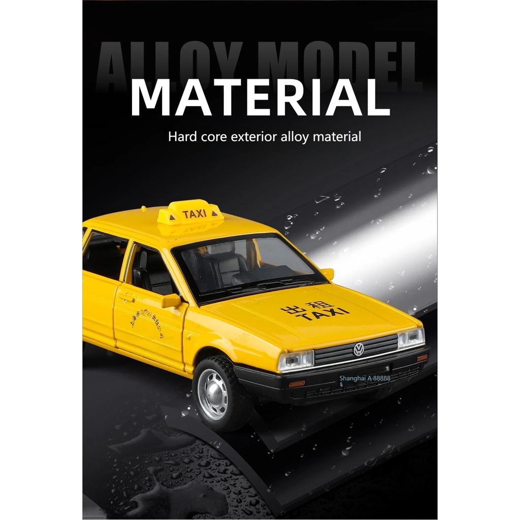 1/32 Volkswagen Santana Taxi Alloy Diecast Model Car Home Decoration Collectibles Miniature High Simulation Vehicle Holiday Gift