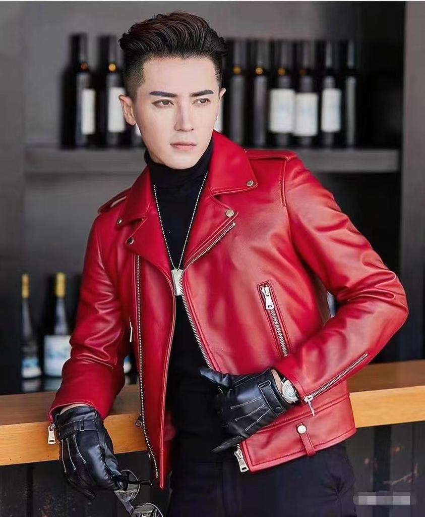 Steelstamp printed leather jacket men's spring and autumn lapel zipper locomotive riding trend fashion loose casual pu leather jacket