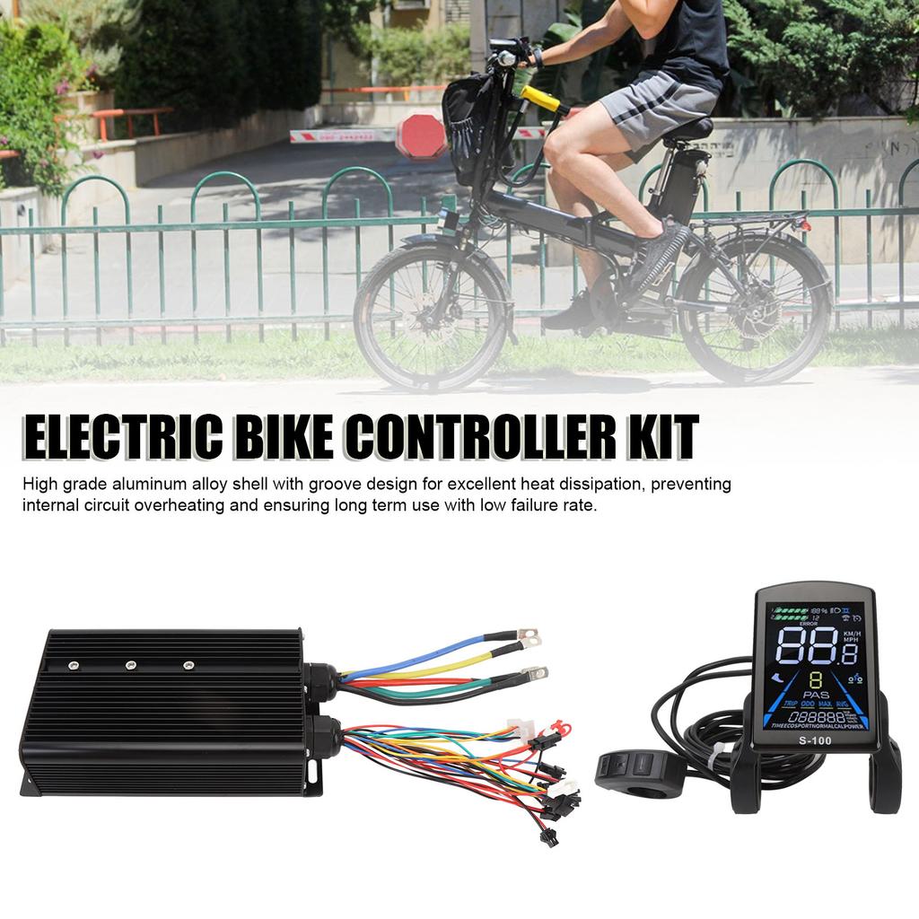 Electric Bike Motor Controller High Power Brushless Motor Speed Controller Kit with LCD Display Grip Handle Assist Sensor