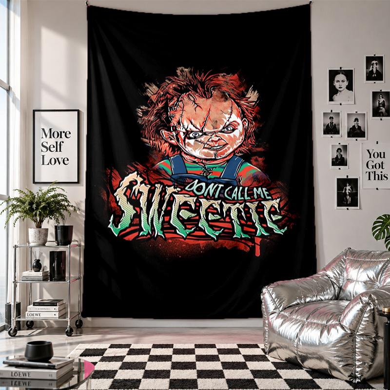 Wandkleed Kinderlijk Spel Chucky Tiffany Kunst Hangend Doek Decoratieve Achtergrondhoes voor Kamerdecoratie