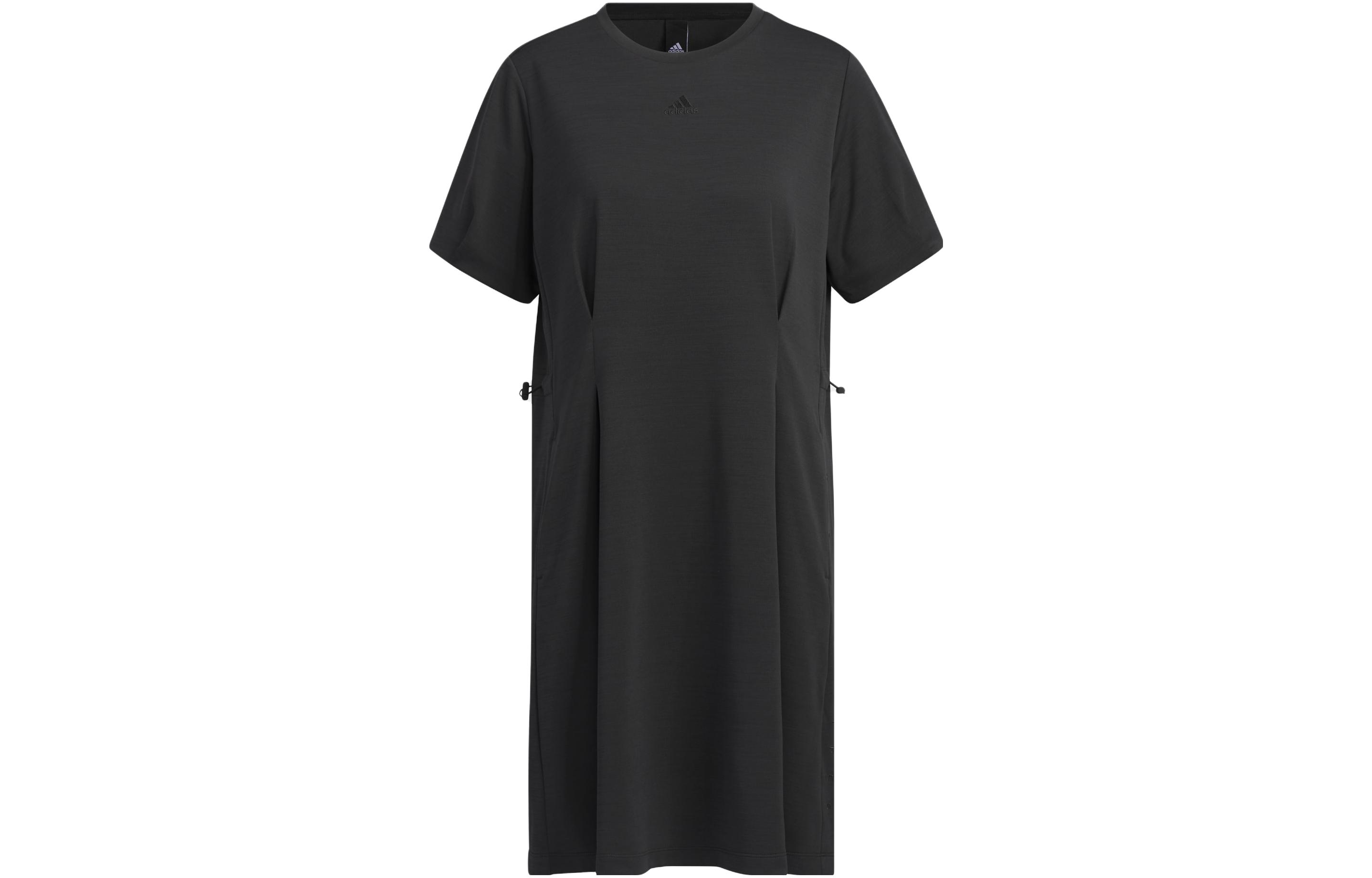 

Adidas Short Sleeved Dresses Women s Black Crew Neck Moderate Mid Length HY1391 XXL
