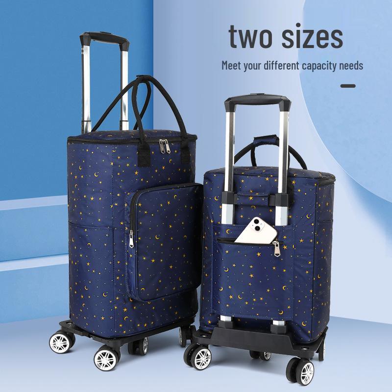 Portable Small Trolley Cart with Universal Wheels and Insulated Shopping Bag