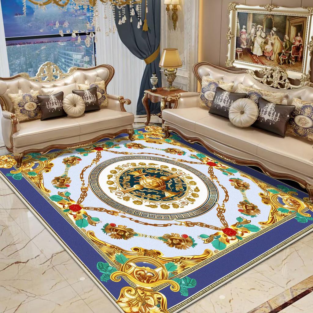 European Style Non-slip CARPET FOR LIVE ROOM Light Luxury Gold Large Rug Washable room decor European Tatami Mat Floor Mats