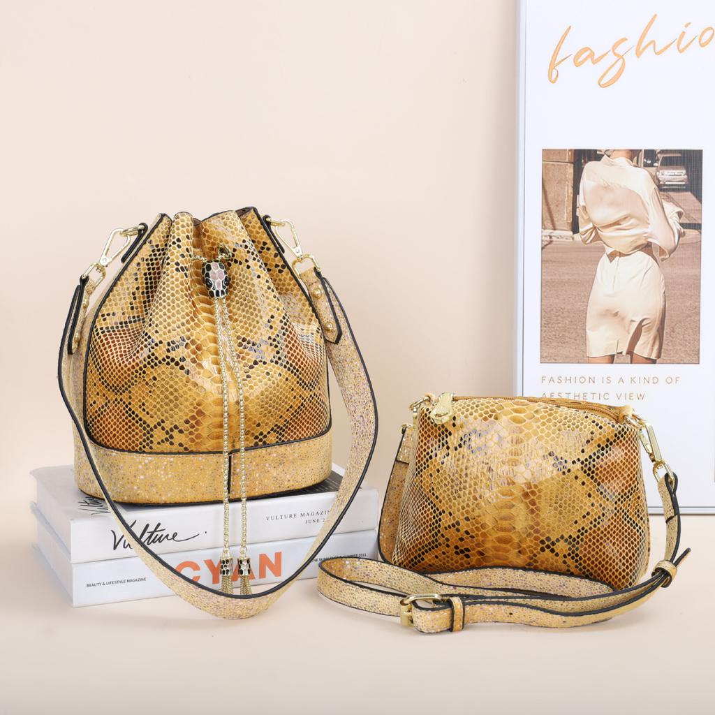 Shoulder Bucket Bag, Atmospheric Mother Shoulder Messenger Bag, Light Luxury Temperament, Snake Pattern, Child And Mother Bag Tide