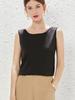 French imitation silk sling vest women's suit with bottoming shirt women's crew neck satin top loose outer wear Xia Xin