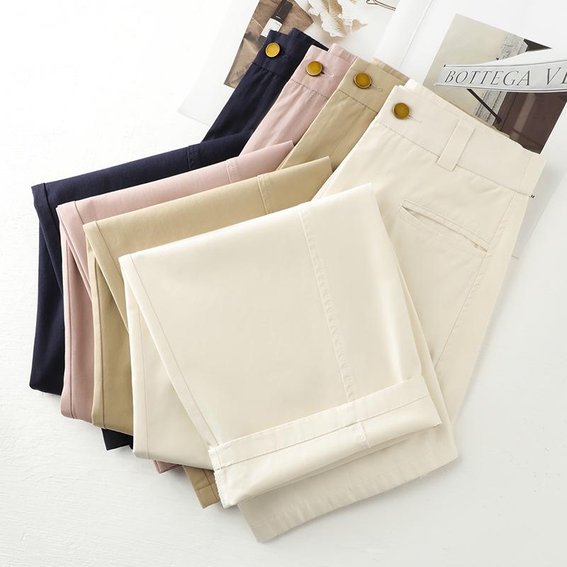 Pink Slim-Fit Straight-Leg Women's Pants: 2025 High-Waisted, Loose, Wide-Leg, Casual Spring and Autumn Style.