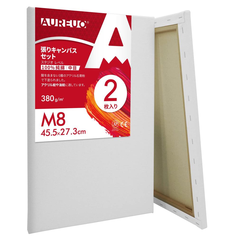 AUREUO Keilrahmen-Set M8 Mittelkörnung Baumwolle 2 Stück Anfänger Malwerkzeug Kunstmalerei Moderne Ölmalerei Kunstdekoration Kompatibel mit