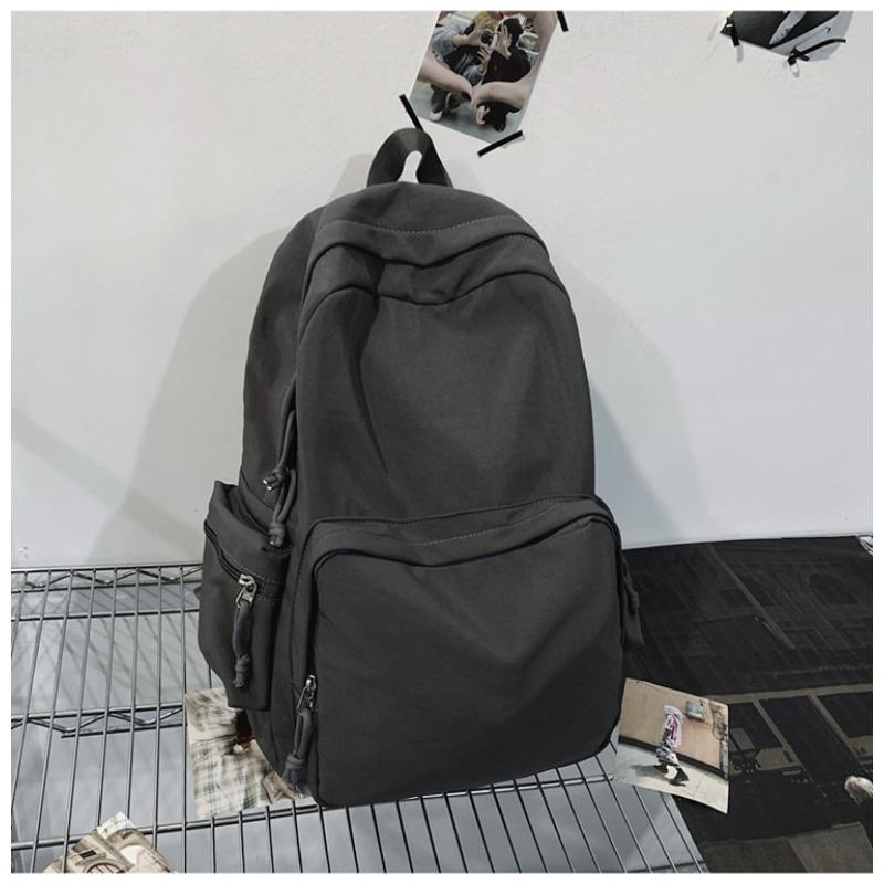 Solid Color Retro Versatile Simple Travel Schoolbag Female College Student Junior High School Student Backpack
