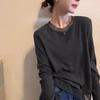 Korean Style Patchwork Lace Long Sleeve Brushed T-shirt for Women - Autumn/Winter Versatile Casual Top