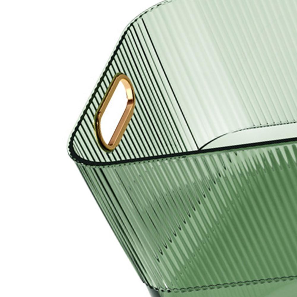 Vanity Transparent Desktop Storage Basket Green Multipurpose Desktop Organizer Space-Saving Rectangular Storage Basket Bathroom