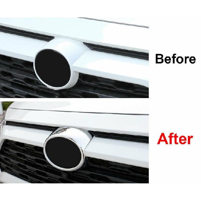 For Toyota RAV4 2019-2022 shiny Chrome Front grille Emblem Badge Ring Cover Trim