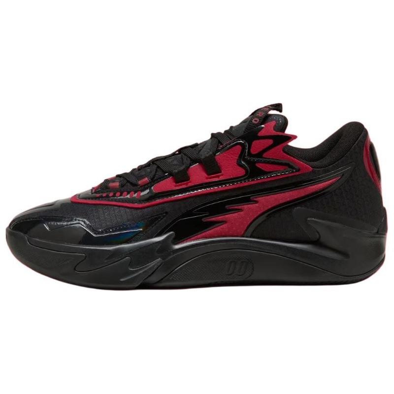 PUMA Men's Scoot Zeros II Bred Low-Top Basketball Shoes Black Red 311350-01