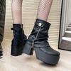 9CM Mid-Calf  High Platform Chunky Heels Trend Punk Gothic New Rock Leather Fashion Women's Boots Motorcycle Footwear Size 42