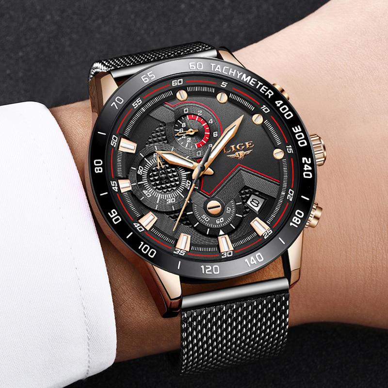 relogio masculino lige new sport chronograph mens watches