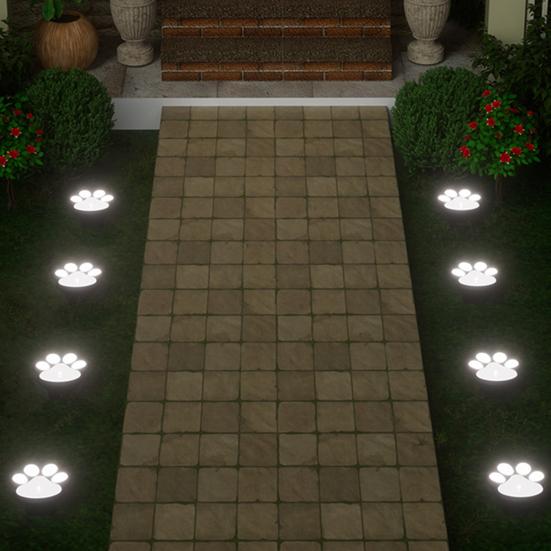 Solar Dog Paw Print Lawn Light, LED Garden Stake Light, Waterproof Outdoor Decorative Footpath Light for Yard Patio, Walkway Landscape Lighting