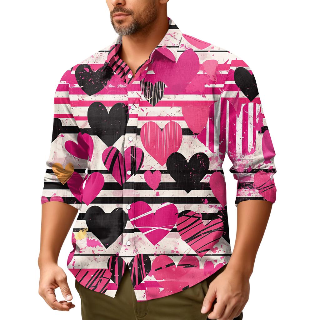 Męska koszula z długim rękawem, luźna, swobodna, z modnymi klapami