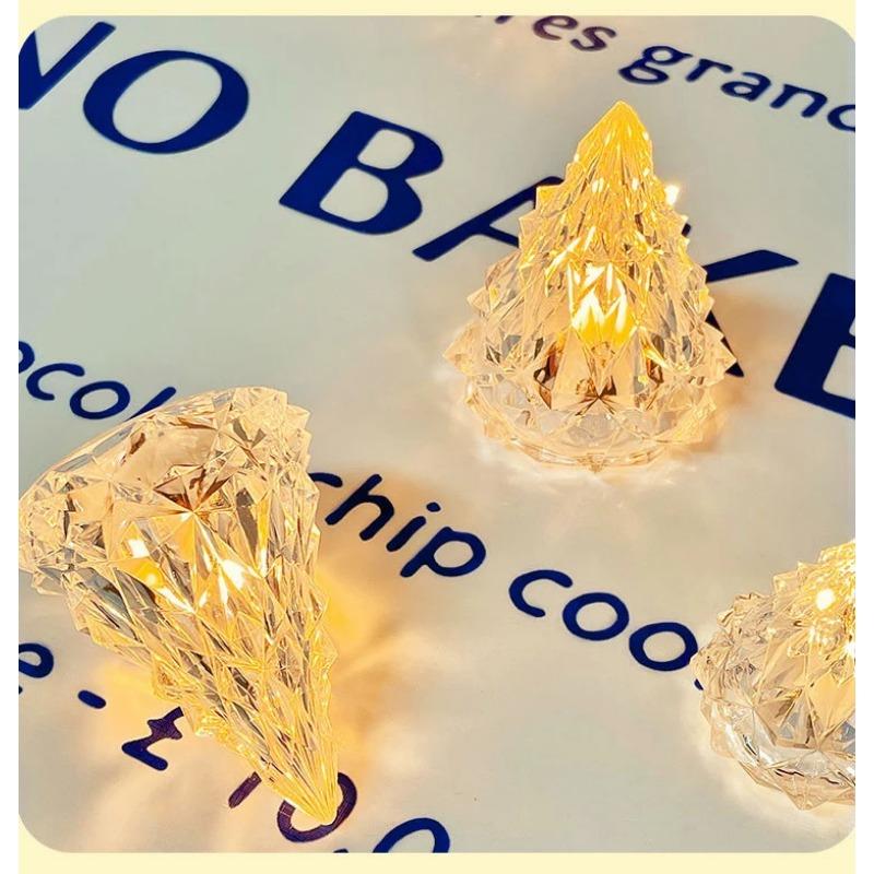 Night Light Ins Christmas Tree Modelling Table Lamp Crystal Diamond Night Light Dormitory Bedroom Bedside Ambient Light Christmas Party Home