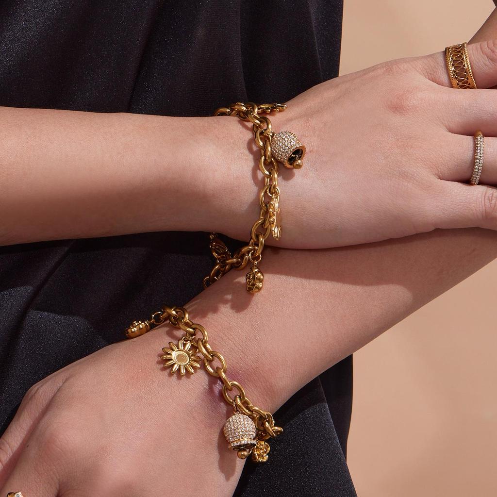 Oumeka 18k Gold-Plated Stainless Steel Jewelry Set: Versatile Pendant, Necklace, and Bracelet.