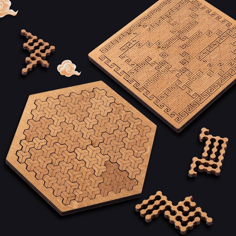 Impossible Wooden Puzzle IQ Puzzles for Adults Impossible JigSaw Puzzles Brain-teaser Ten Level Difficulty Tangram Board Games
