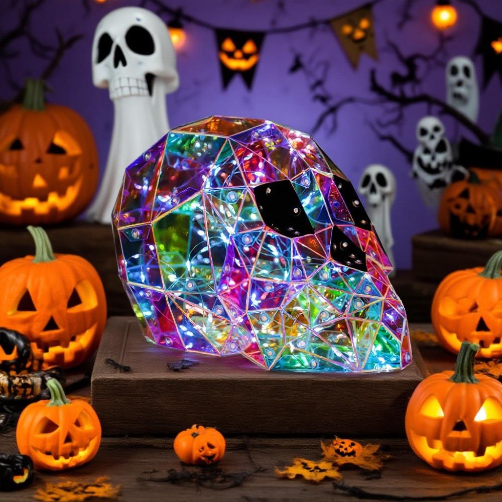 Cartoon Crafts Decor Iridescent LED Light Up Figurines Ornaments Halloween Spooky Festival Christmas Party Gift for Kids Friends