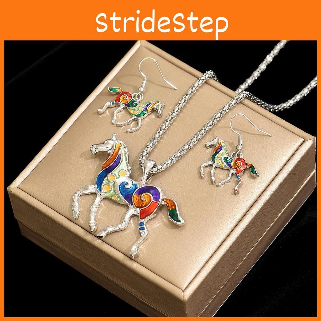 Animal Horse Pendant Necklace With Colorful Oil Drop Design For Women Summer Fashion