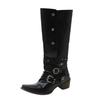 Fashion 2025 Spring and Autumn Long Boots New Pointed Spicy Girl Coarse Heel Fashion Boots Black Fashion Style Long Boots
