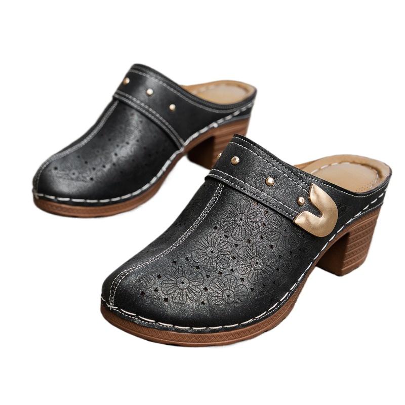 Fashion Women's Shoes 2024 Slingbacks Women's High Heels Fashion Metal Decoration Dress Pumps Women New Plus Size Solid Slippers Women