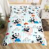 Cute Red Panda Duvet Cover King Size,Pink Love Stars Bedding Set Kawaii Cartoon Animals Comforter Cover Girly Sweet Quilt Cover