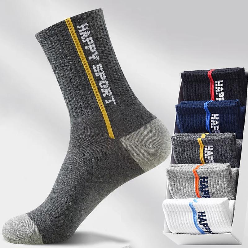 1/5 Pairs Sweat-wicking Comfortable Mid-tube Sports Socks for Men Men's Sport Casual Socks