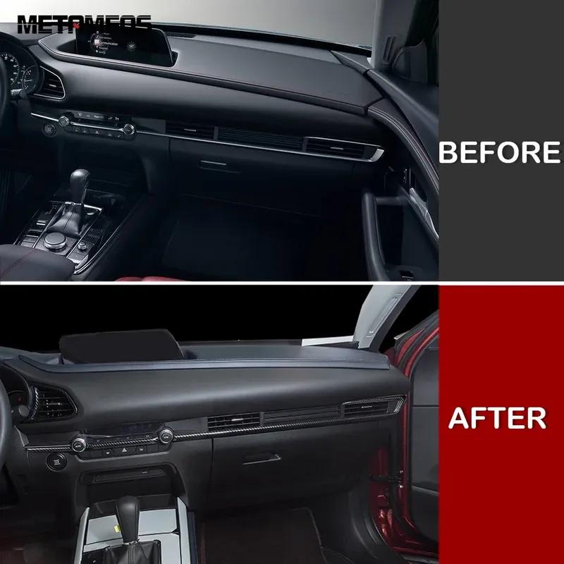 Accessories For Mazda CX-30 CX30     2024 Carbon Fiber Interior Center Console Dashboard Panel Strip Cover Trim