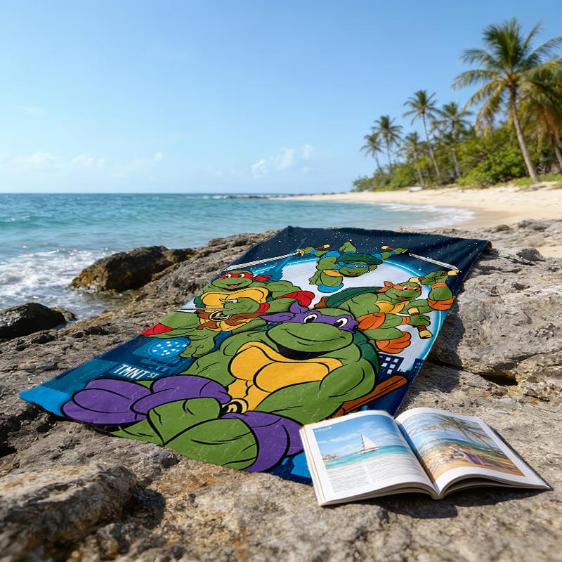 1pc Teenage Mutant Ninja Turtles Beach Towel, Beach and Seaside Swimming Pool Equipment, Fashion Pattern, Rectangular, Travel Essentials