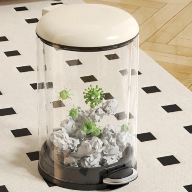 Creative Metallic Waste Bins Living Room Trash Can Paper Basket Pedal-operated Waste Bins Odor-proof Trash Can Household Cleanin