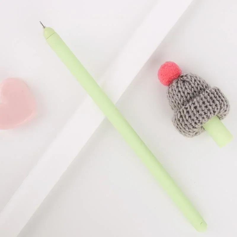 1Pcs Creative Cute Black Gel Pen The Small Fresh Hat Pen Cover Signature  Learning Stationery Gifts School Supplies