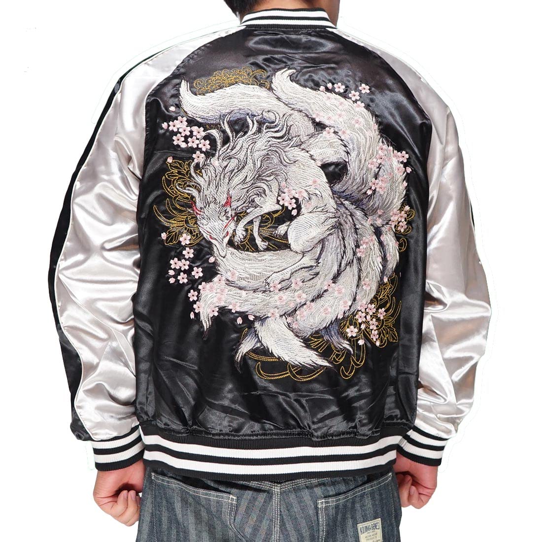 

Oboro Japanese pattern Sukajan for fox 20 [OBORO] men, Hanachofugetsu, Nine-tailed embroidery, unisex, 9022813, Black-XXL чорний