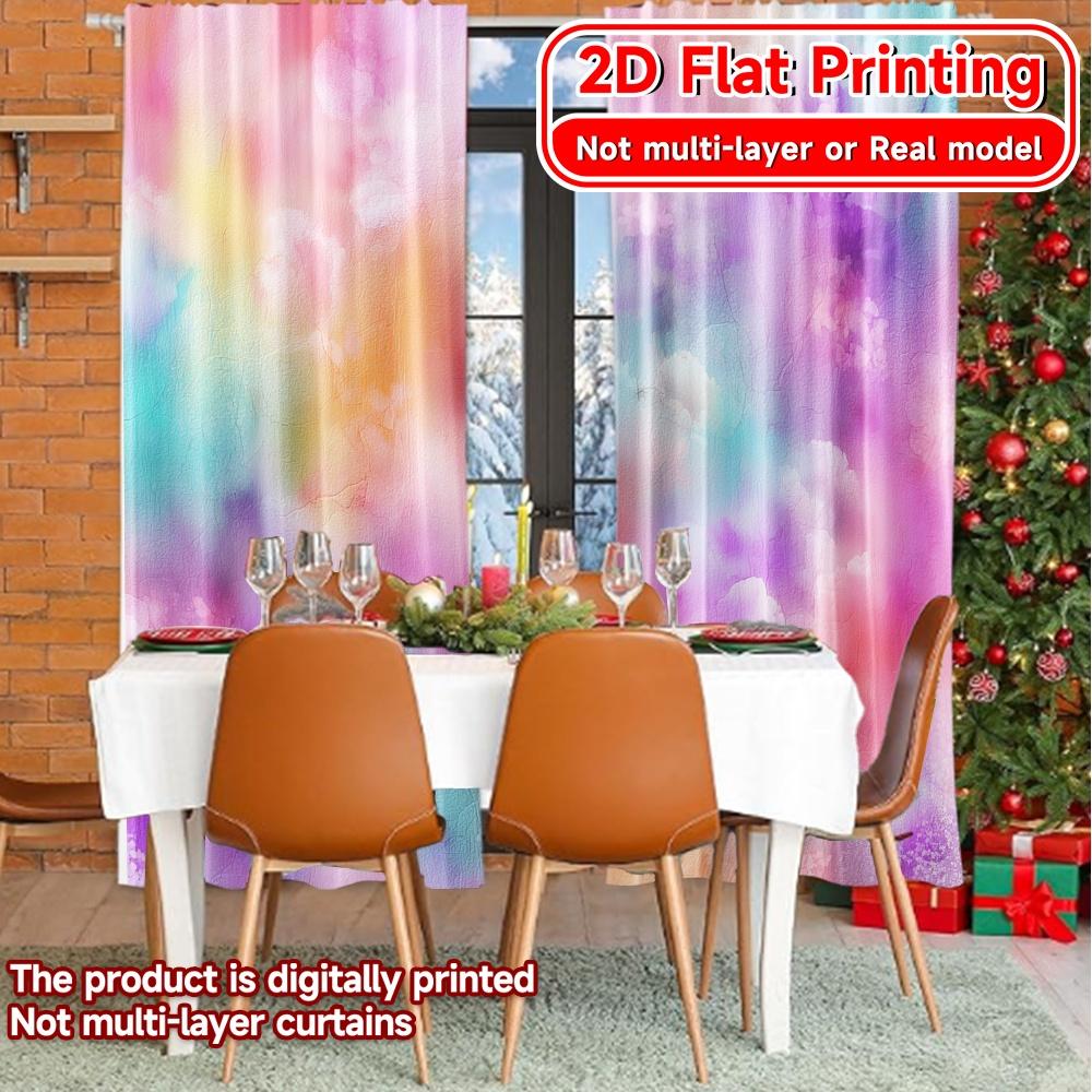 Set Of 2 Flat Printing Curtains Without Rod Pastel Colors Window Holiday Women Is Day Printed Yarn Curtain Made Polyester
