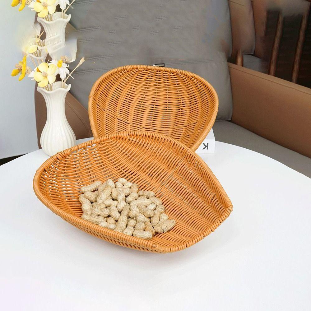 Creative Imitation Vine Winnowing Basket Brown Hand Weaving Drain Basket Sturdy Sun-dry Storage Basket Sundries Organizer