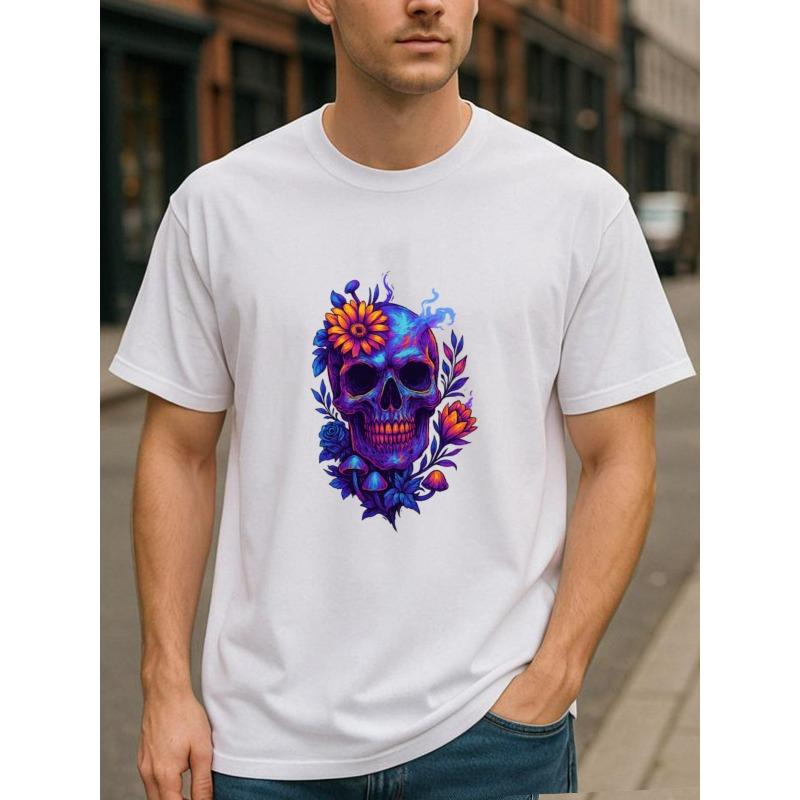 European sizes In the Skull, the Most Brilliant Flowers Bloom. Skulls and Plants in the Collision of Psychedelic Colors, S