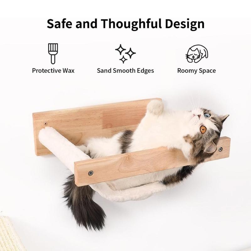 Stable Wood Wall Mounted Cats Perches for Active Cats Easyly Mount Secure Resting Bed Stability Support