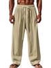 Herren Sommer Leinenhose Übergröße - Europäischer Amerikanischer Stil, Gerades Bein, Falten, Kordelzug, Schnelltrocknend.