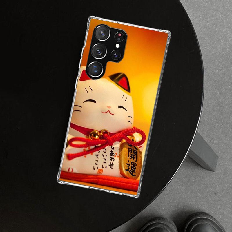 Lucky Cat Maneki Neko Japanese Phone Case Cover for Samsung Galaxy S26 S25 Edge S24 S23 Ultra S22 Plus S21 FE S20 + Art Customiz