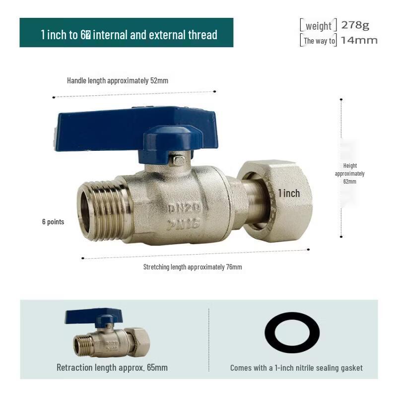 

JunDingYing All Copper Blue Handle Live Joint Ball Valve